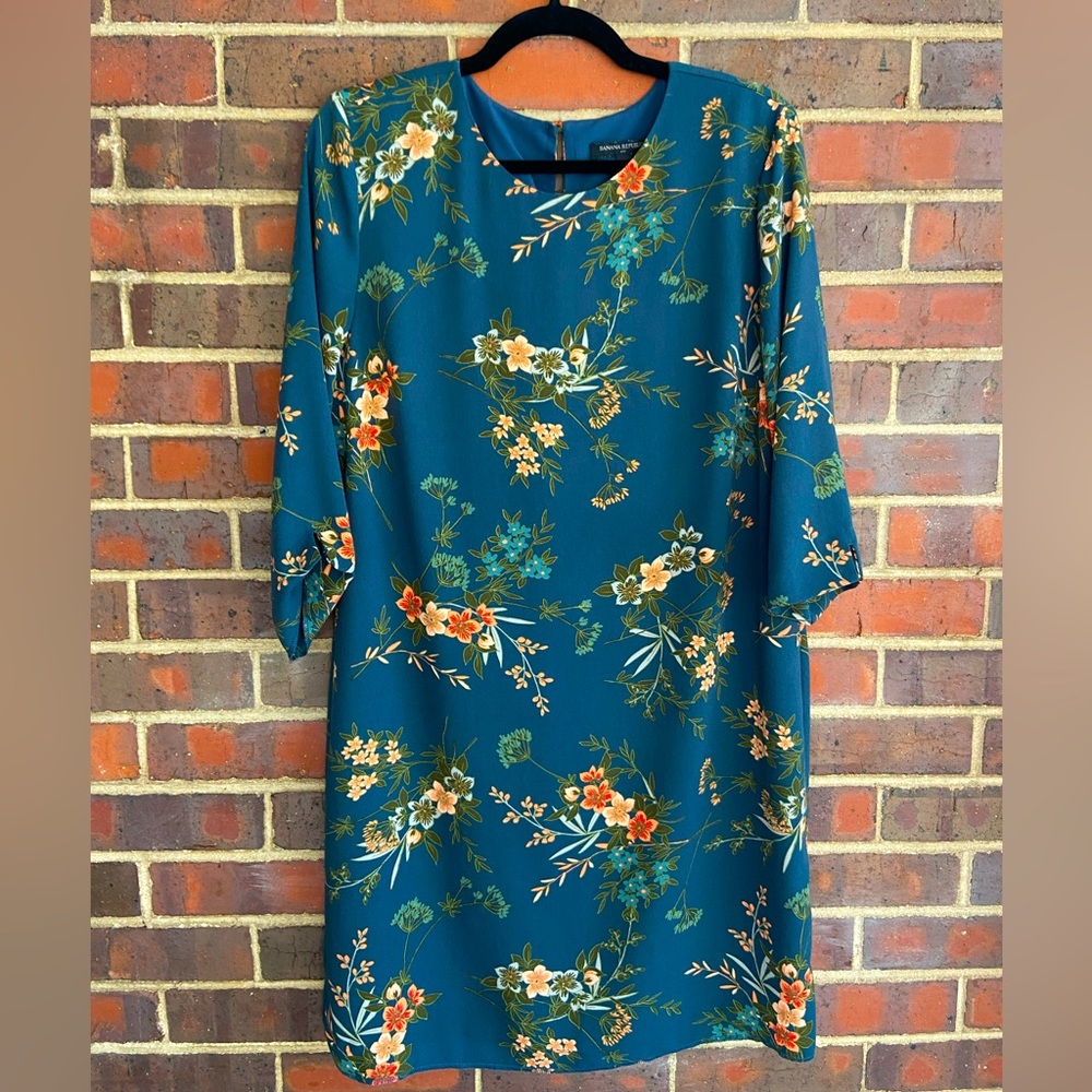 Banana Republic Navy and Floral Shift Dress